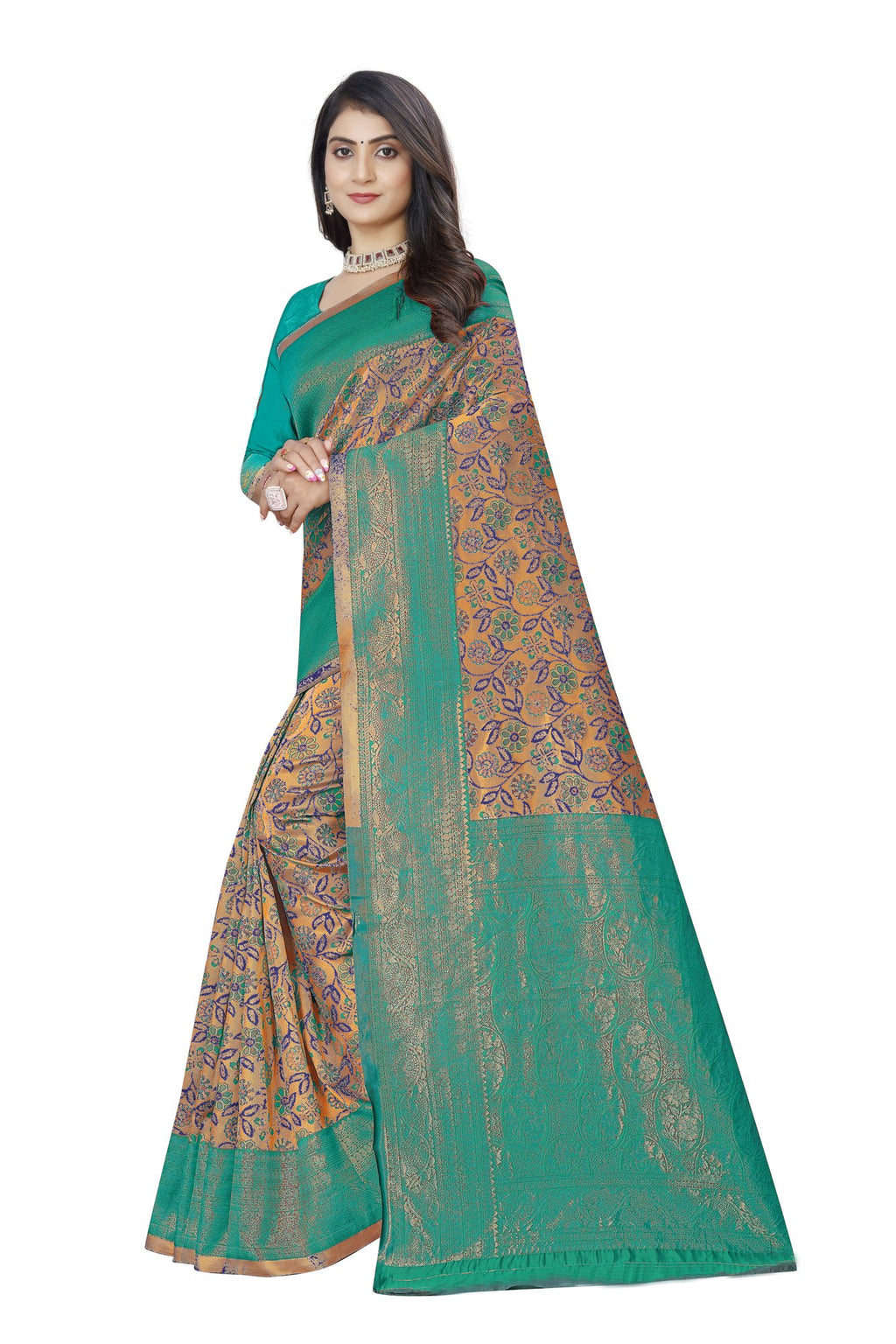 Two-tone Zari Jacquard Art Silk Saree – Sea Green