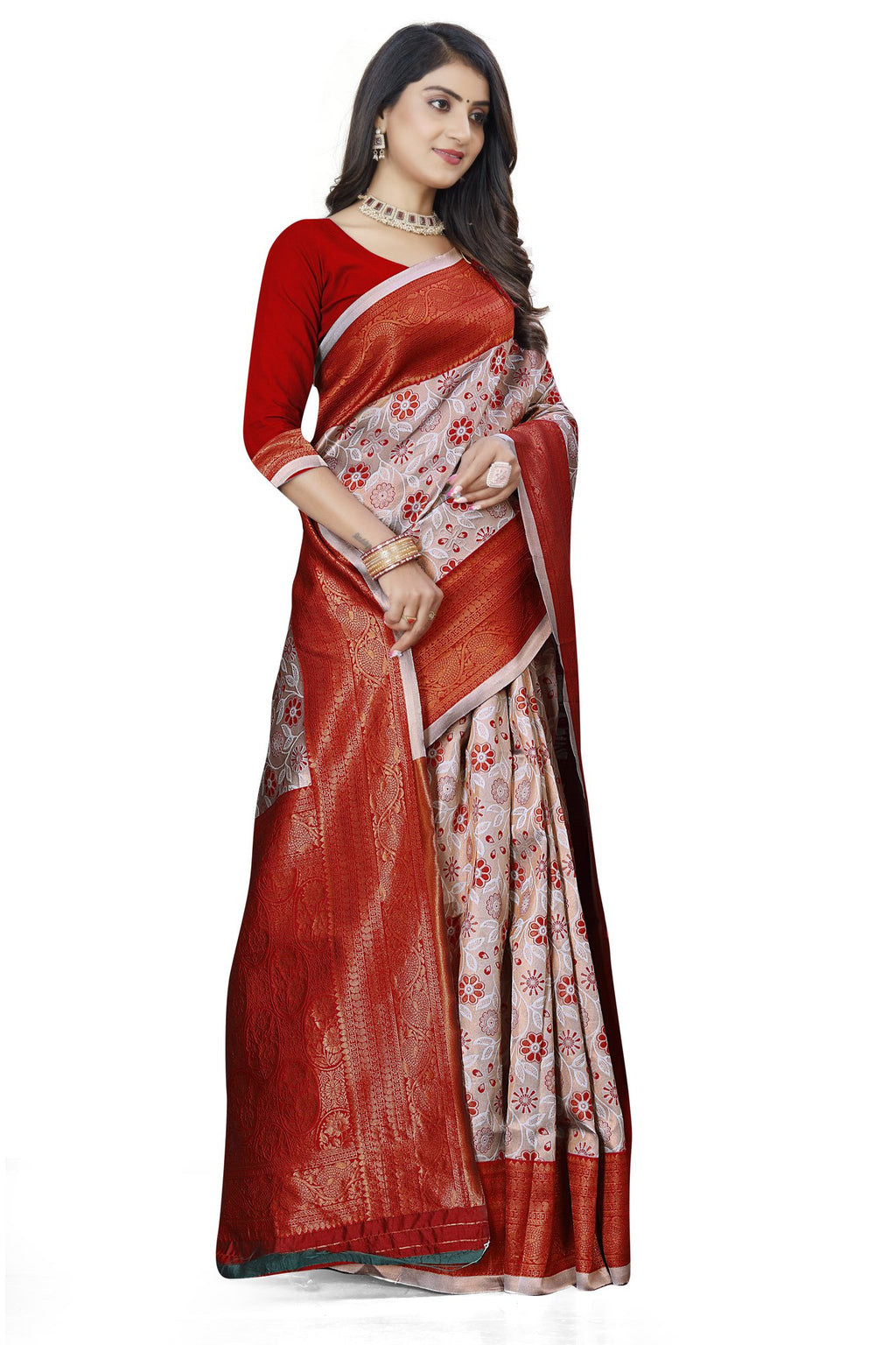 Two-tone Zari Jacquard Art Silk Saree – Grey & Maroon
