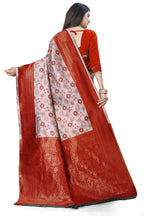 Two-tone Zari Jacquard Art Silk Saree – Grey & Maroon