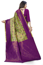 Two-tone Zari Jacquard Art Silk Saree – Mehndi & Wine