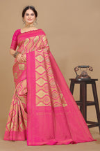 Pink Zari Butti Art Silk Saree
