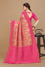 Pink Zari Butti Art Silk Saree