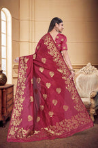Zari Butti Art Silk Saree – Gajri (Carrot Red)