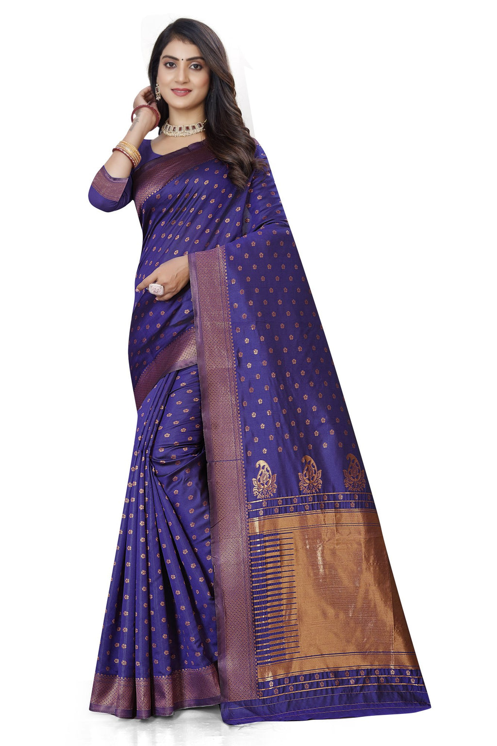 Violet Zari Butti Art Silk Saree – Violet