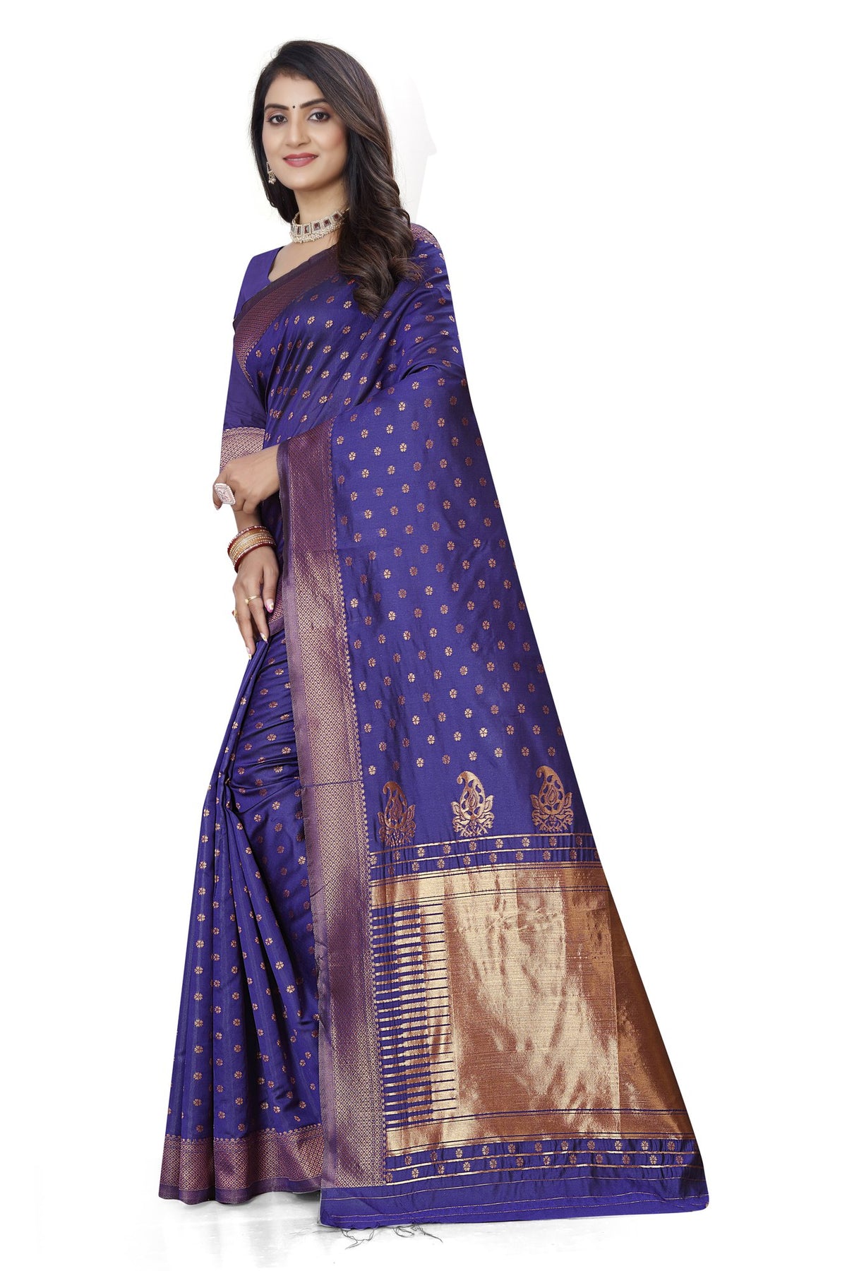 Violet Zari Butti Art Silk Saree