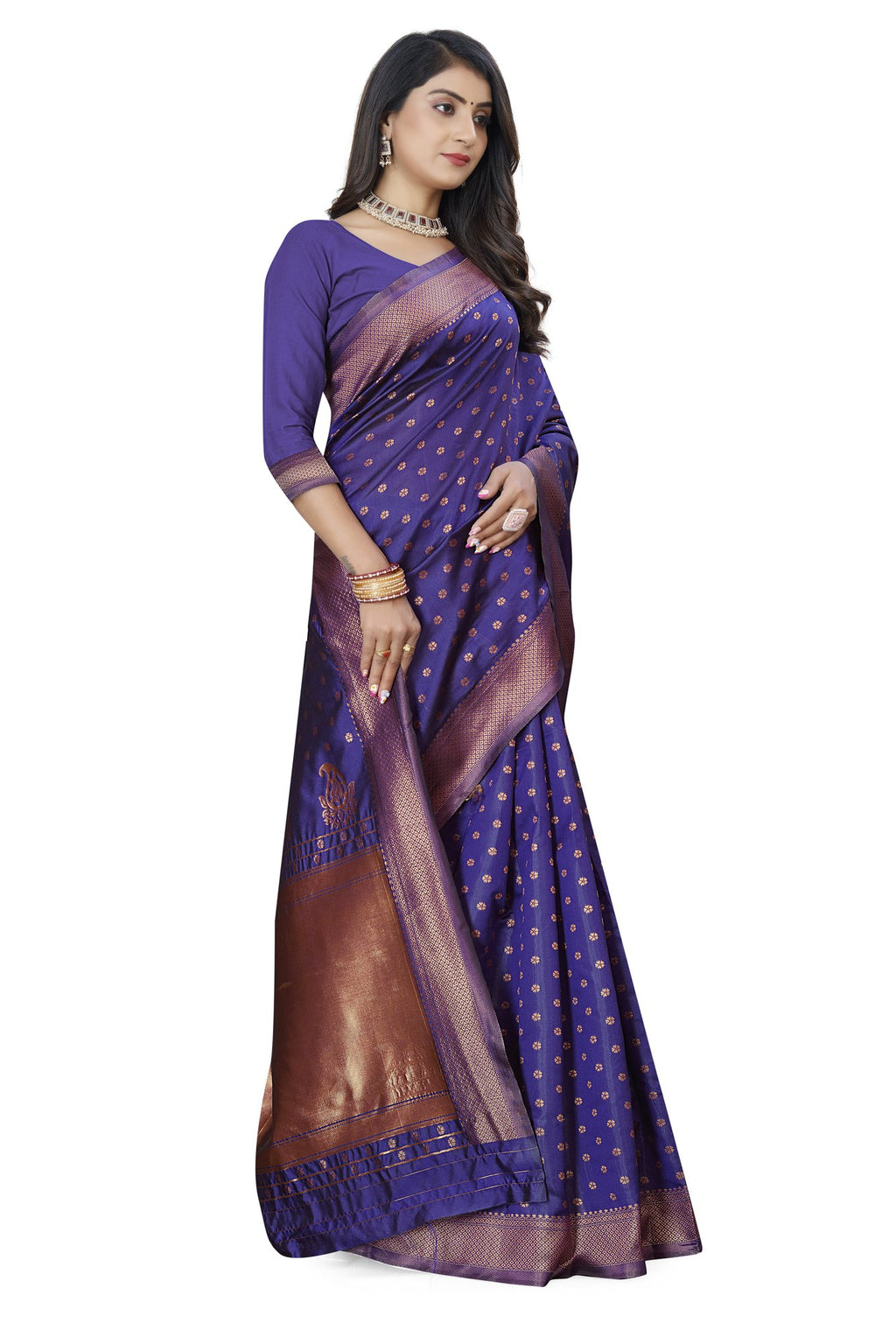Violet Zari Butti Art Silk Saree