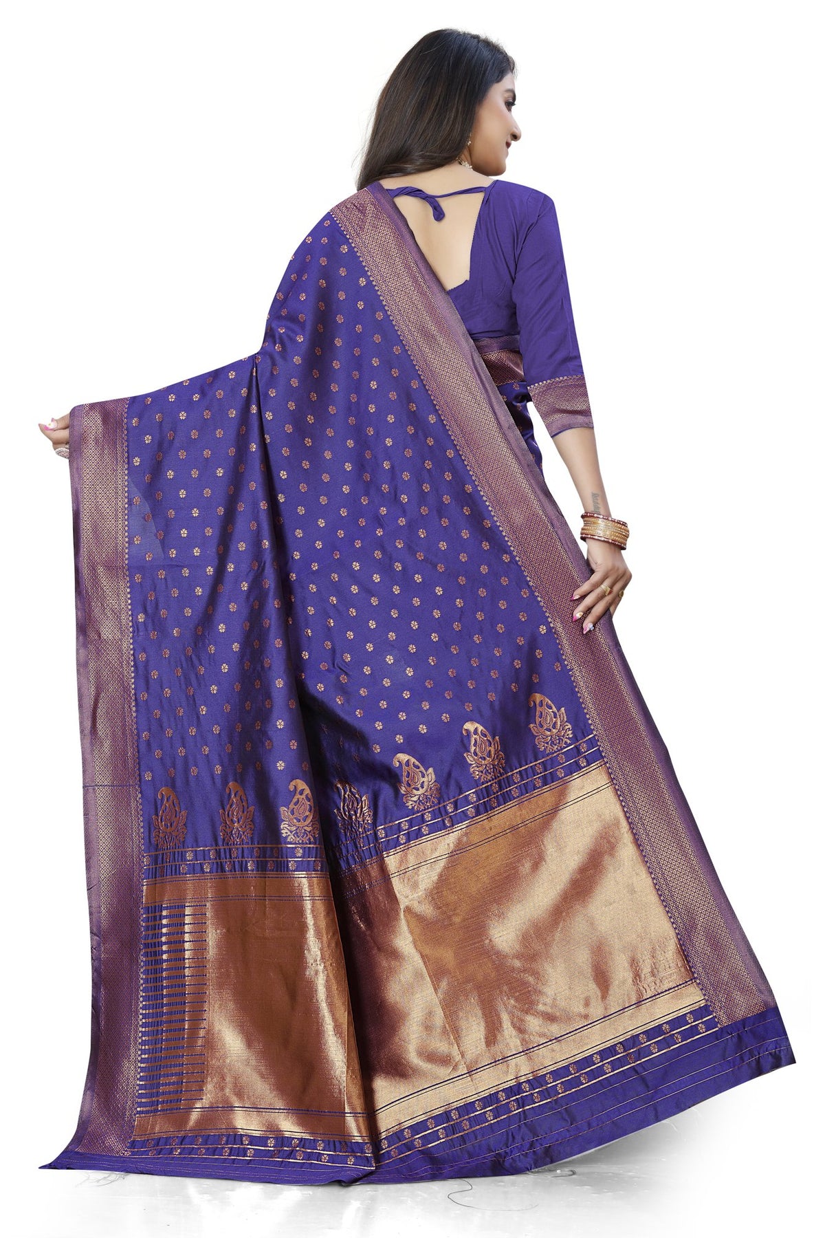 Violet Zari Butti Art Silk Saree