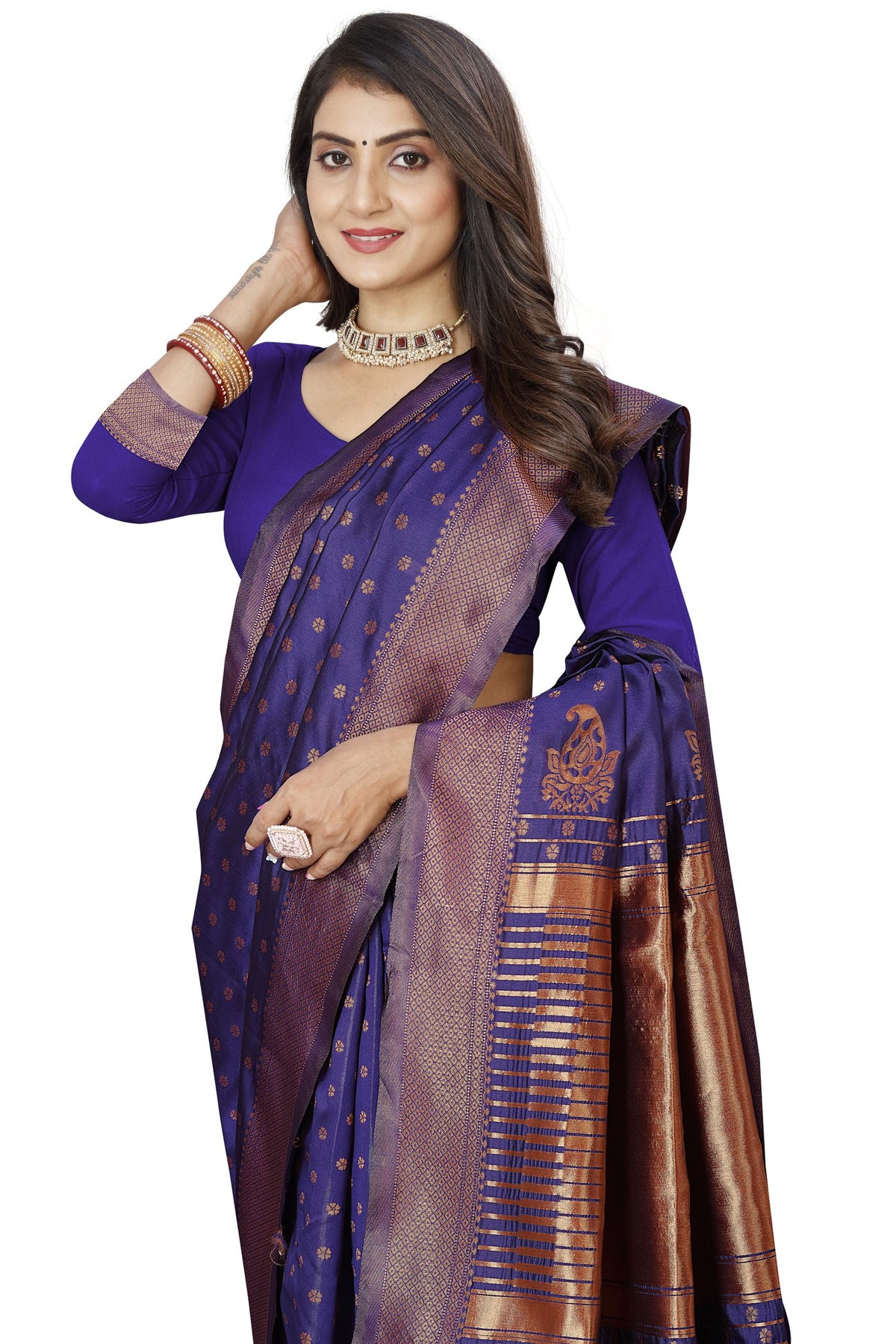 Violet Zari Butti Art Silk Saree